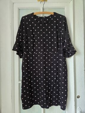 Old Navy Black Polka Dot Flutter Sleeve Dress XL Tall